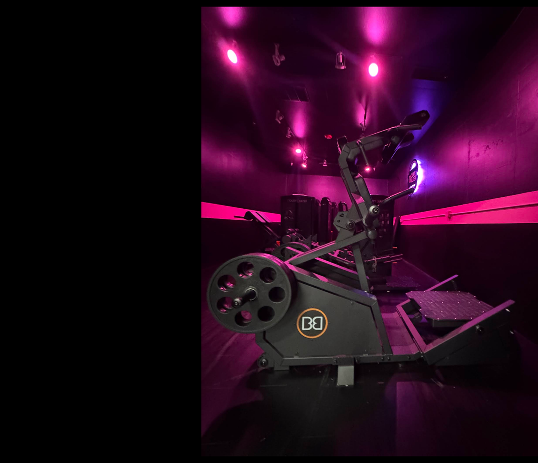 Equipment under neon red lights
